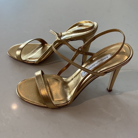 DVF Gold Strappy Ulla Heels - Picture 4 of 11